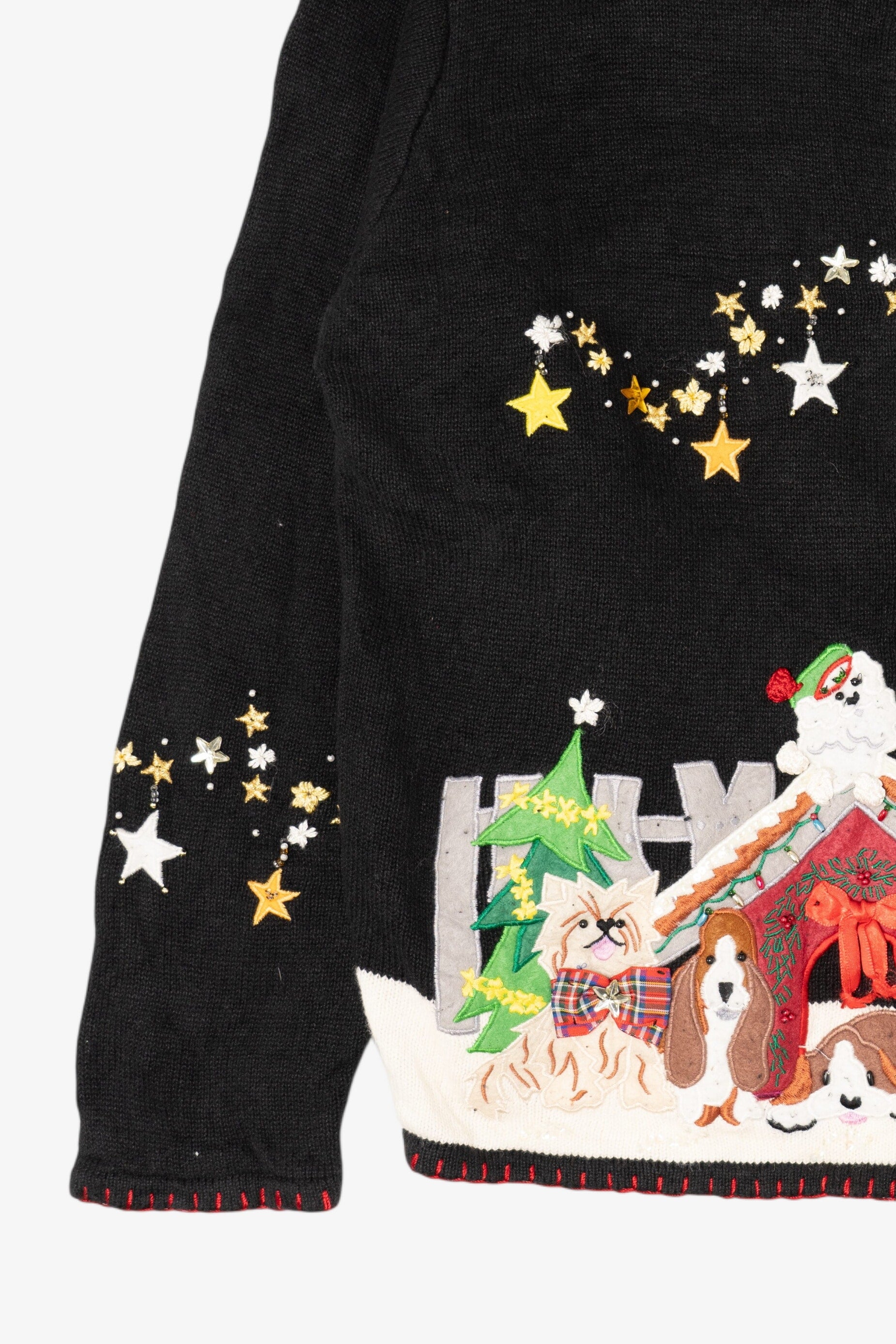 Vintage Black Arriviste Dogs Ugly Christmas Cardigan (1990s)