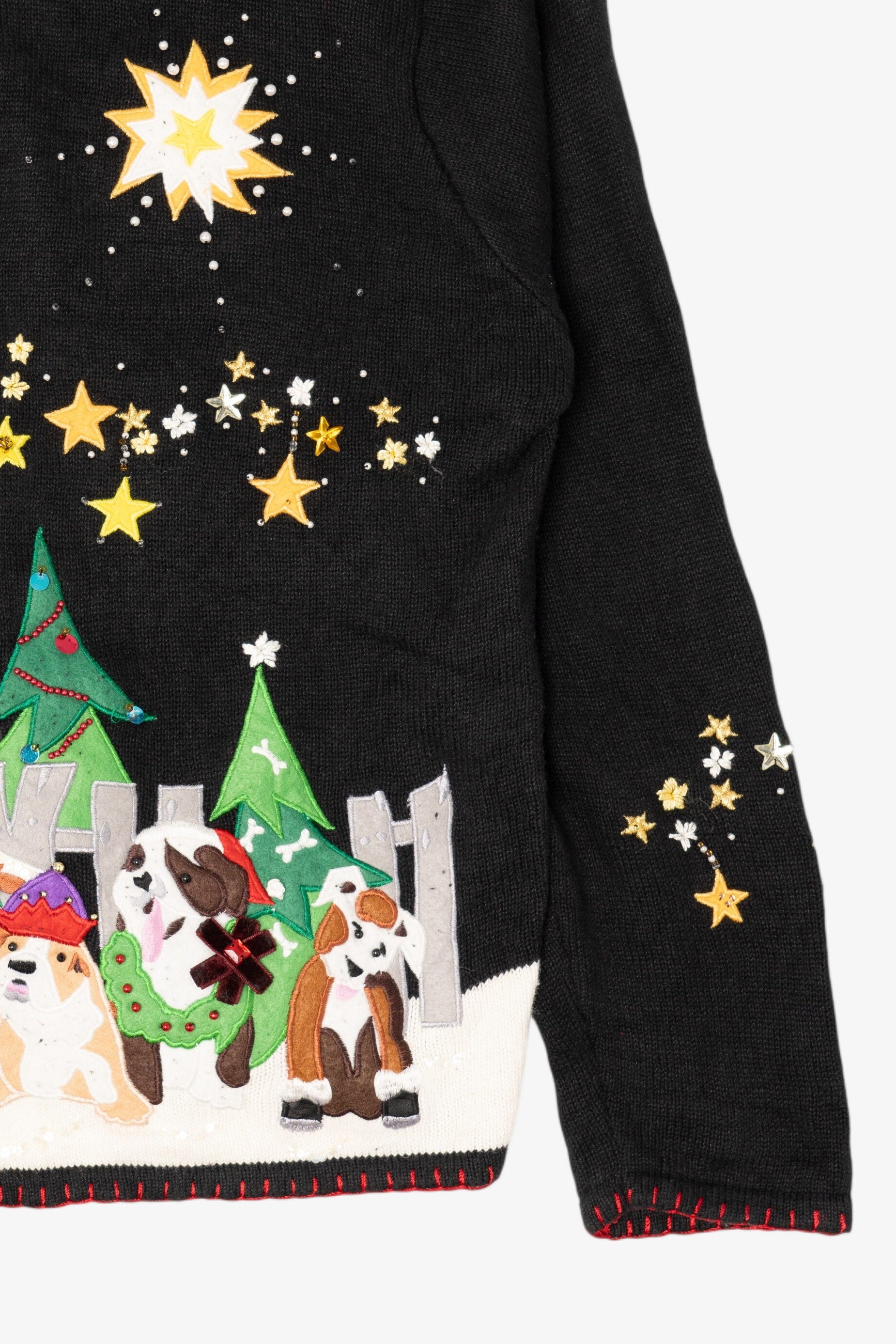 Vintage Black Arriviste Dogs Ugly Christmas Cardigan (1990s)