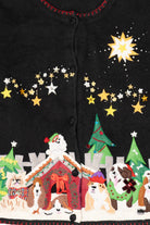 Vintage Black Arriviste Dogs Ugly Christmas Cardigan (1990s)
