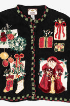 Vintage Black Tiara International Santa Ugly Christmas Cardigan (2000s)