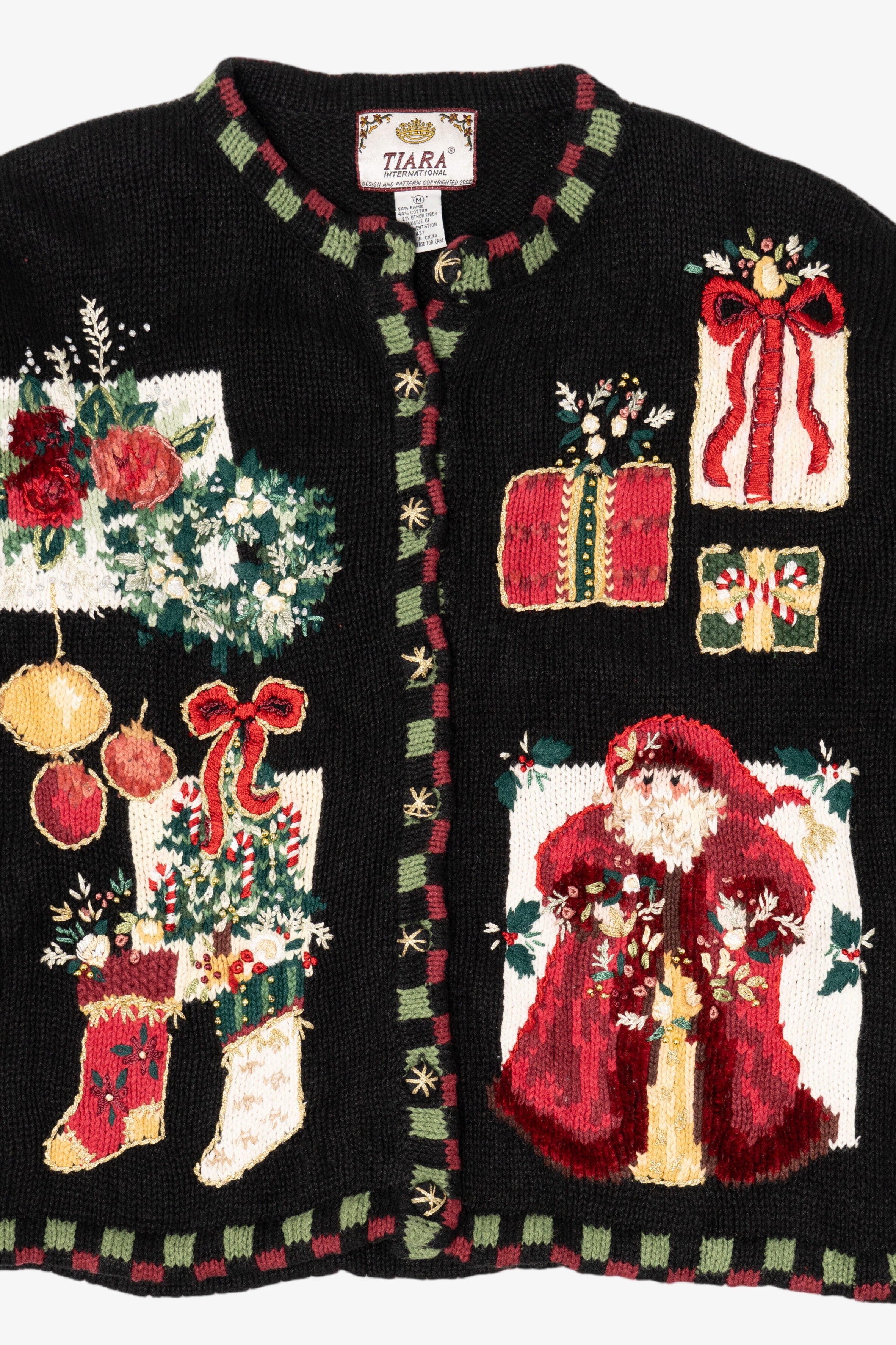 Vintage Black Tiara International Santa Ugly Christmas Cardigan (2000s)