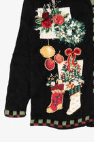 Vintage Black Tiara International Santa Ugly Christmas Cardigan (2000s)