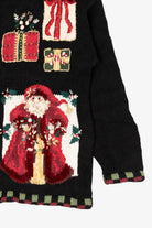 Vintage Black Tiara International Santa Ugly Christmas Cardigan (2000s)
