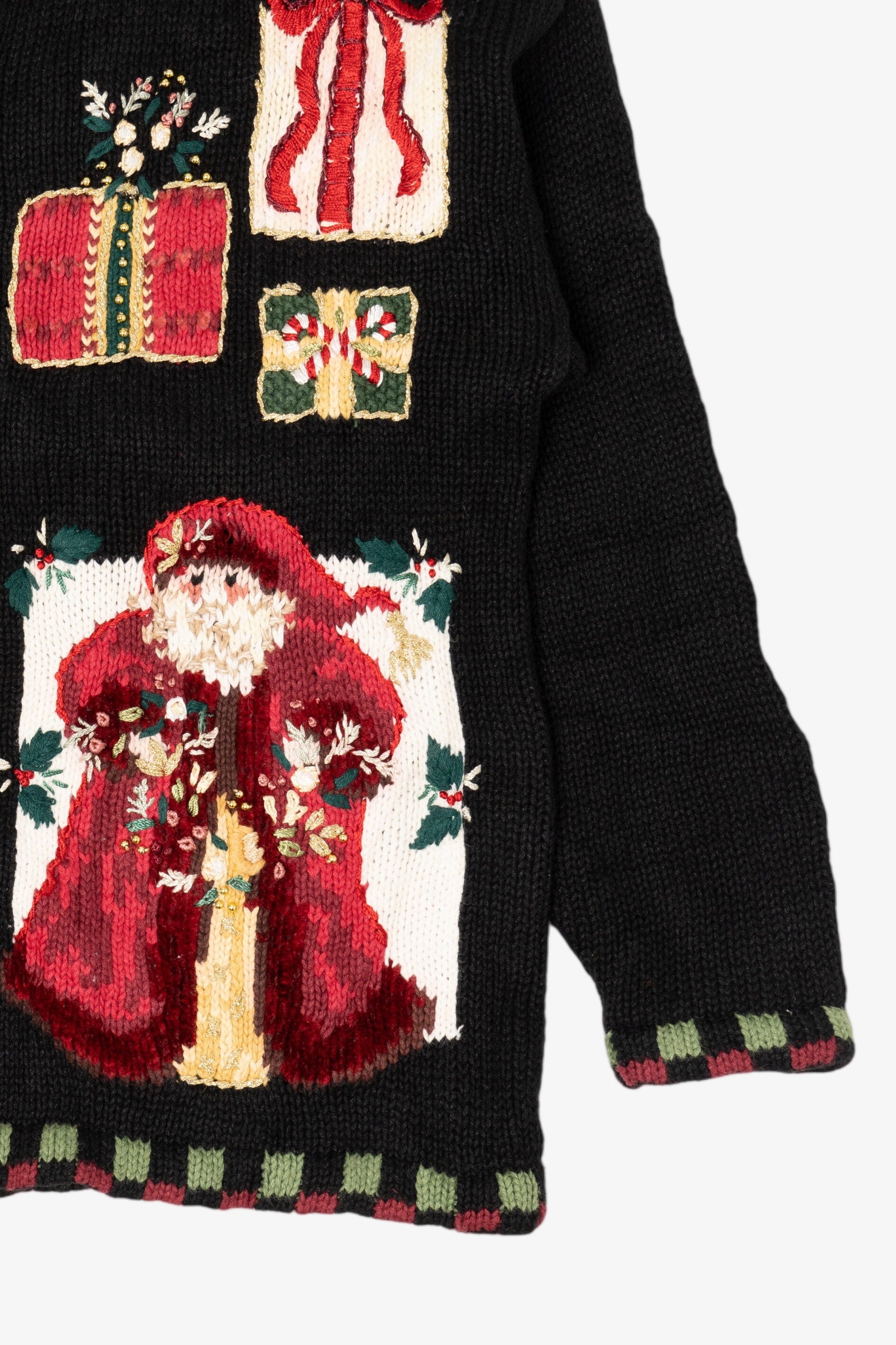 Vintage Black Tiara International Santa Ugly Christmas Cardigan (2000s)