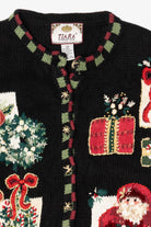 Vintage Black Tiara International Santa Ugly Christmas Cardigan (2000s)