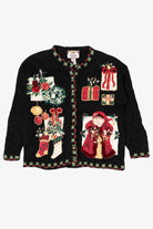 Vintage Black Tiara International Santa Ugly Christmas Cardigan (2000s)