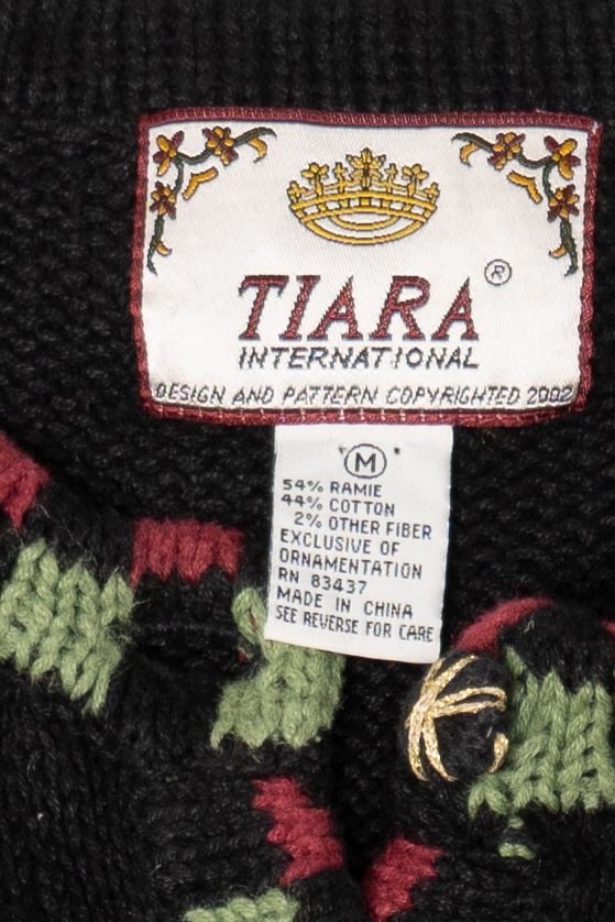 Vintage Black Tiara International Santa Ugly Christmas Cardigan (2000s)