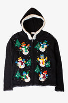 Vintage Hooded Snowmen Christmas Cardigan (1990s)