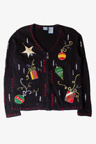 Vintage Black Ornaments Ugly Christmas Cardigan (2000s)