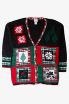 Vintage Black Pattern Ugly Christmas Cardigan (1990s)