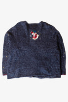 Vintage Blue Santas Christmas Cardigan (1990s)