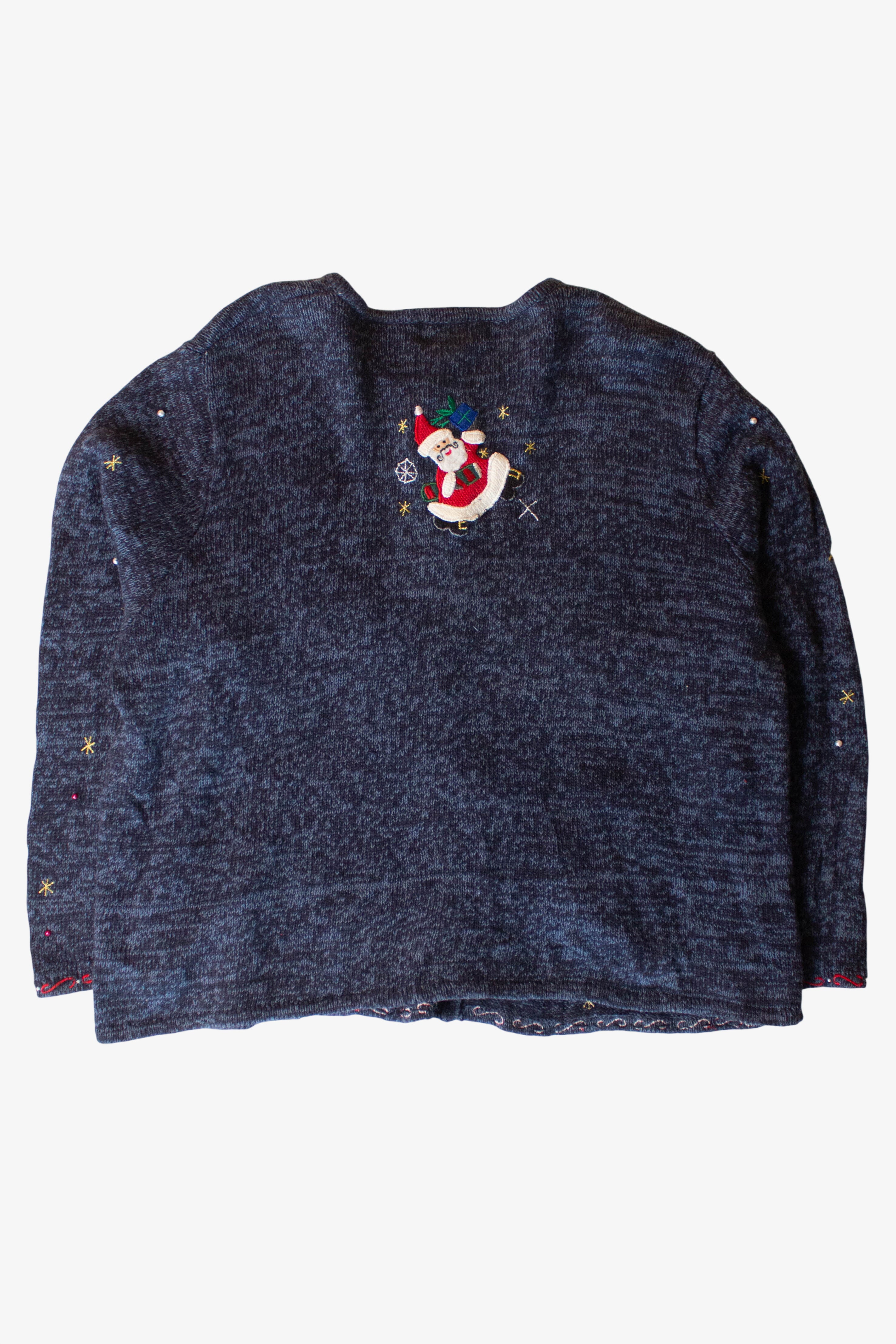 Vintage Blue Santas Christmas Cardigan (1990s)