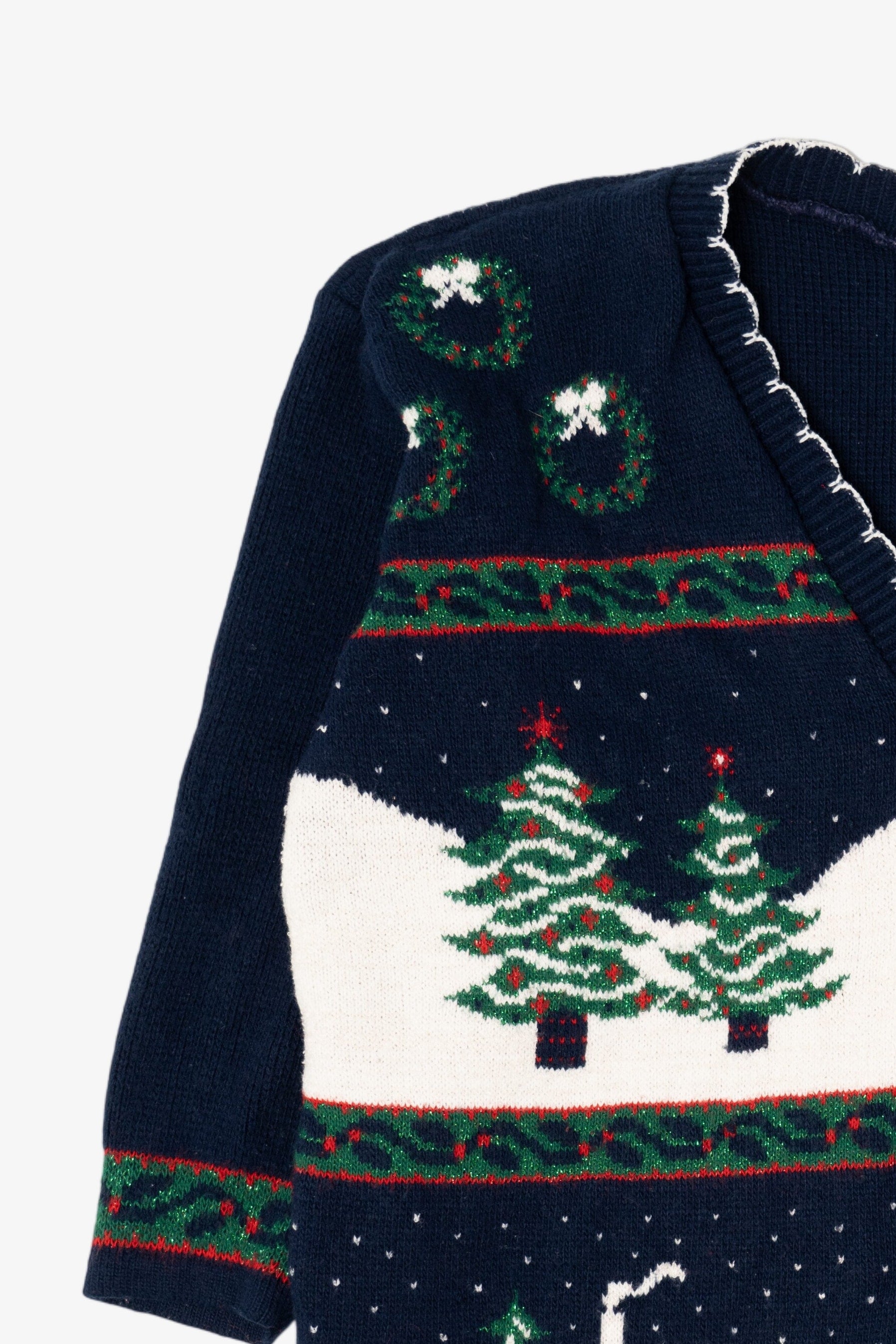 Vintage Navy Blue Ugly Christmas Cardigan (1990s)