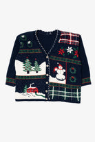 Vintage Navy Blue Ugly Christmas Cardigan (1990s)