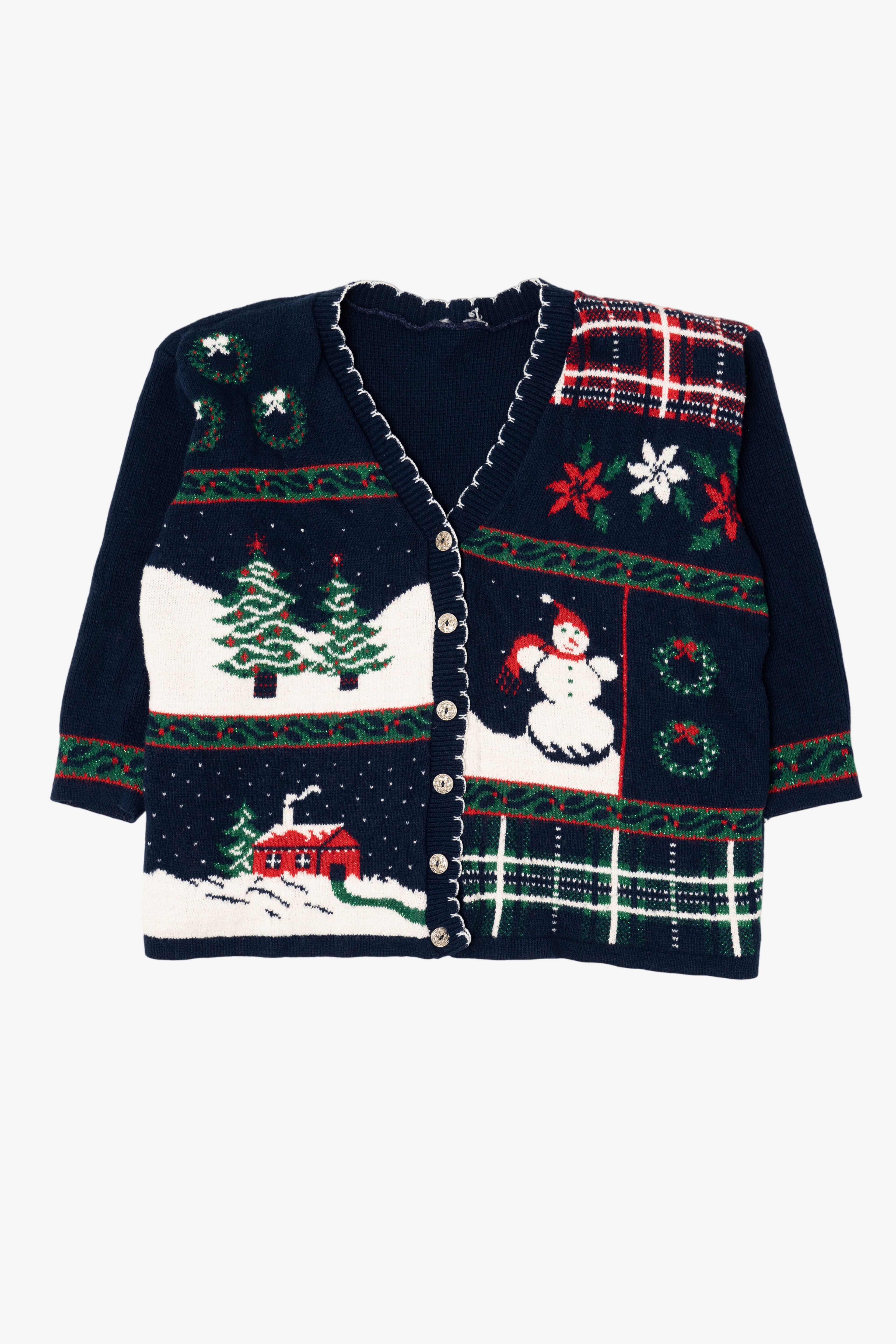Vintage Navy Blue Ugly Christmas Cardigan (1990s)