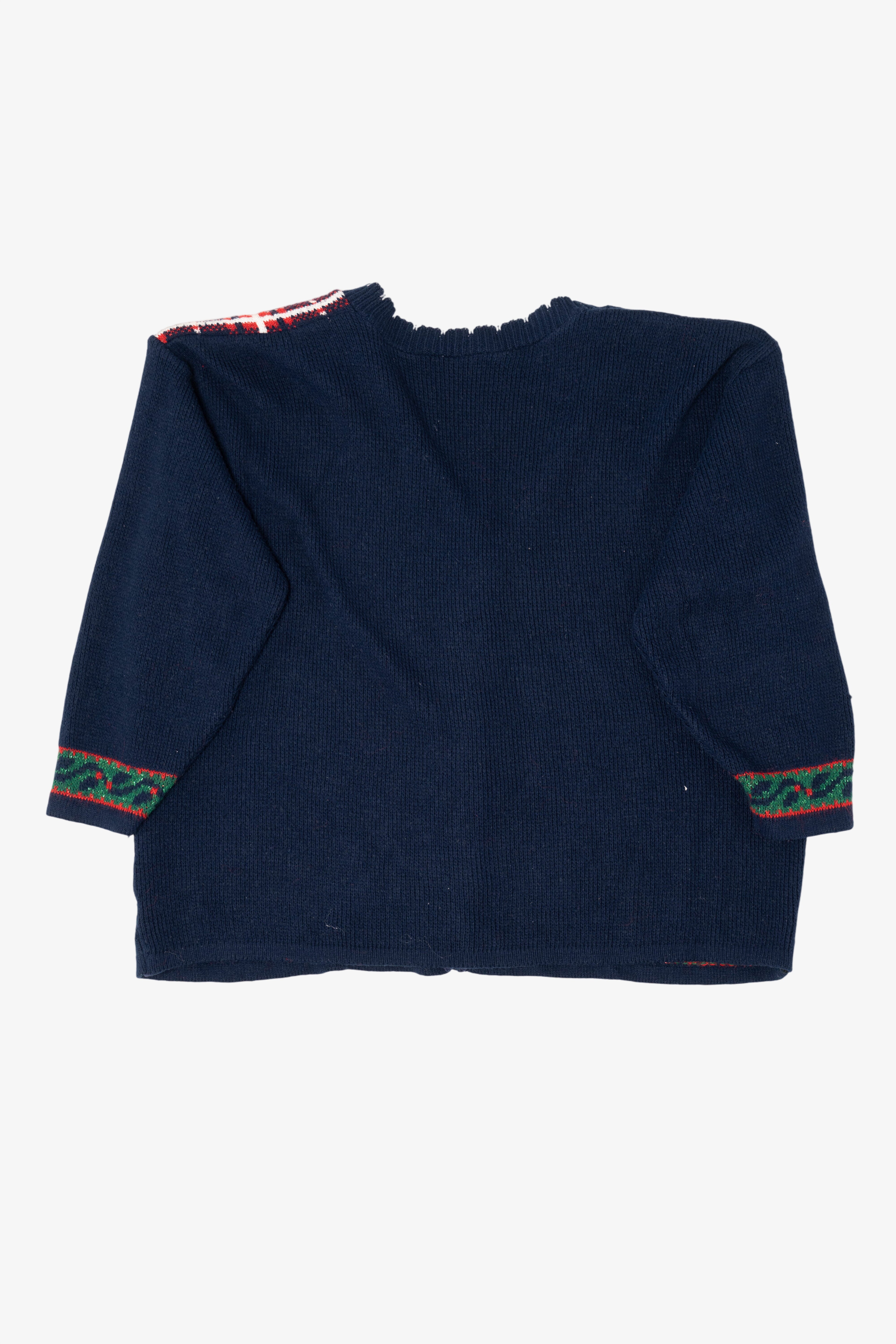 Vintage Navy Blue Ugly Christmas Cardigan (1990s)