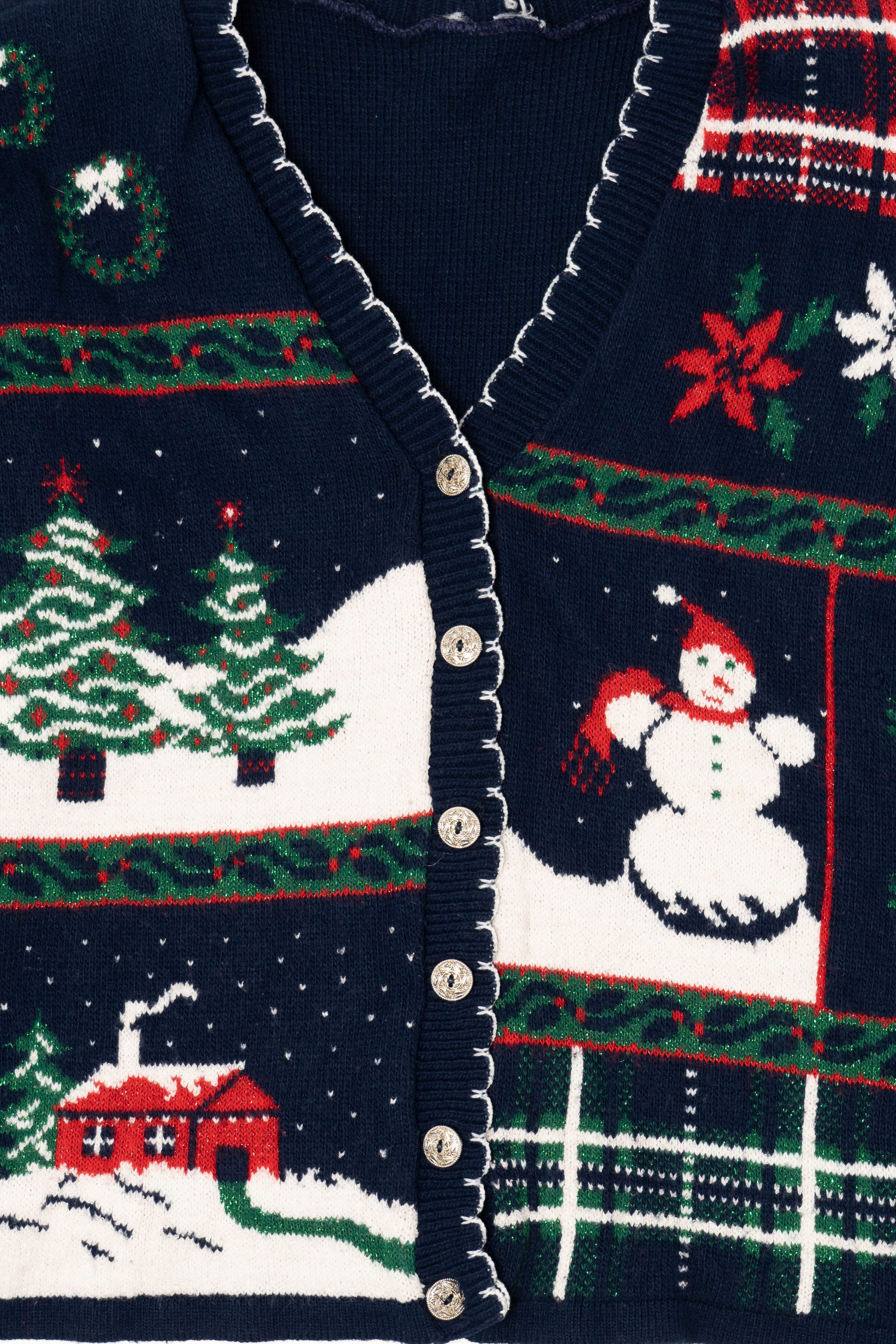 Vintage Navy Blue Ugly Christmas Cardigan (1990s)