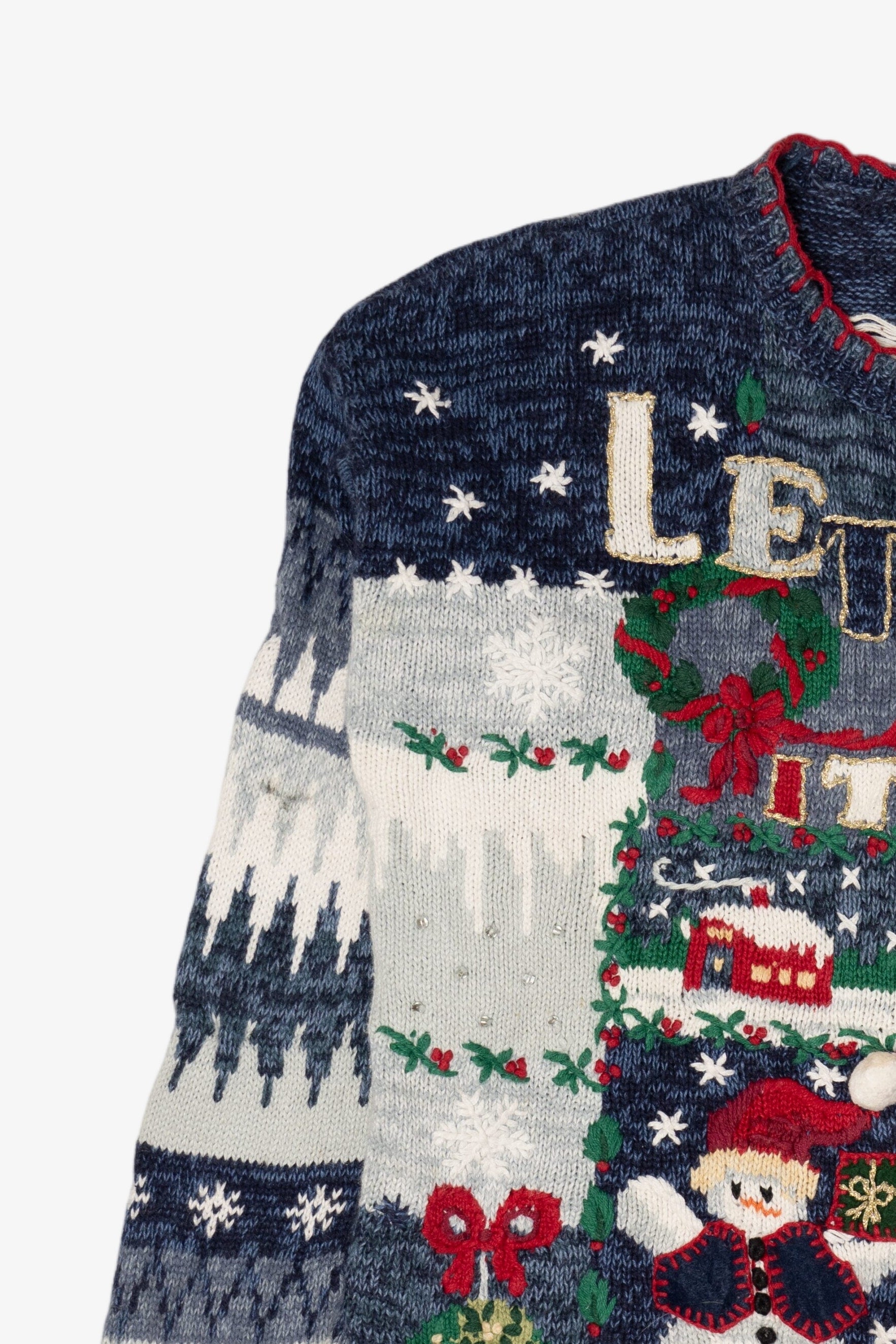 Vintage Blue Heirloom Collectibles "Let It Snow" Ugly Christmas Cardigan (2000s)