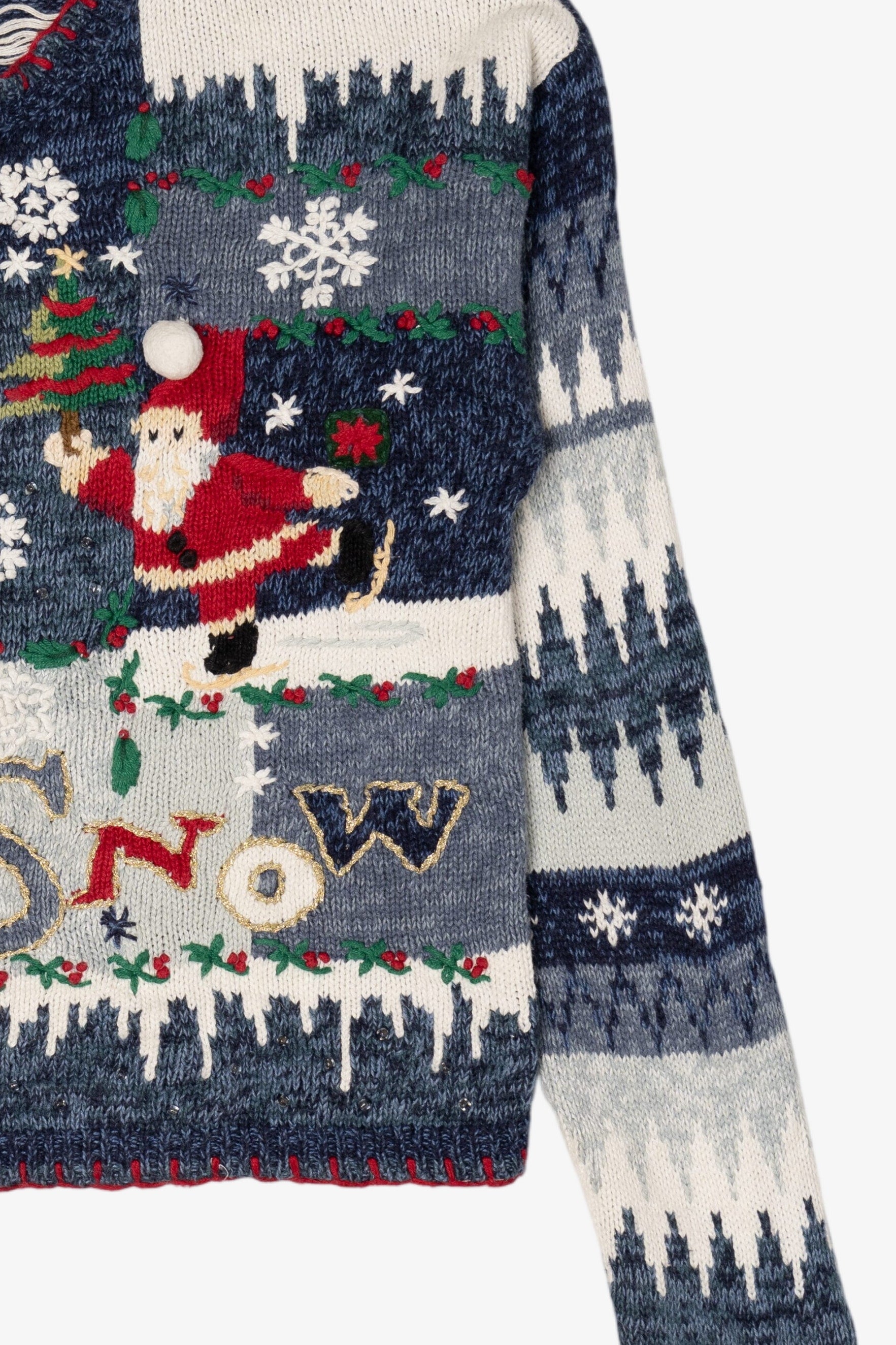 Vintage Blue Heirloom Collectibles "Let It Snow" Ugly Christmas Cardigan (2000s)