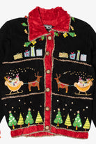 Vintage Black Berek Reindeer Ugly Christmas Cardigan (2000s)