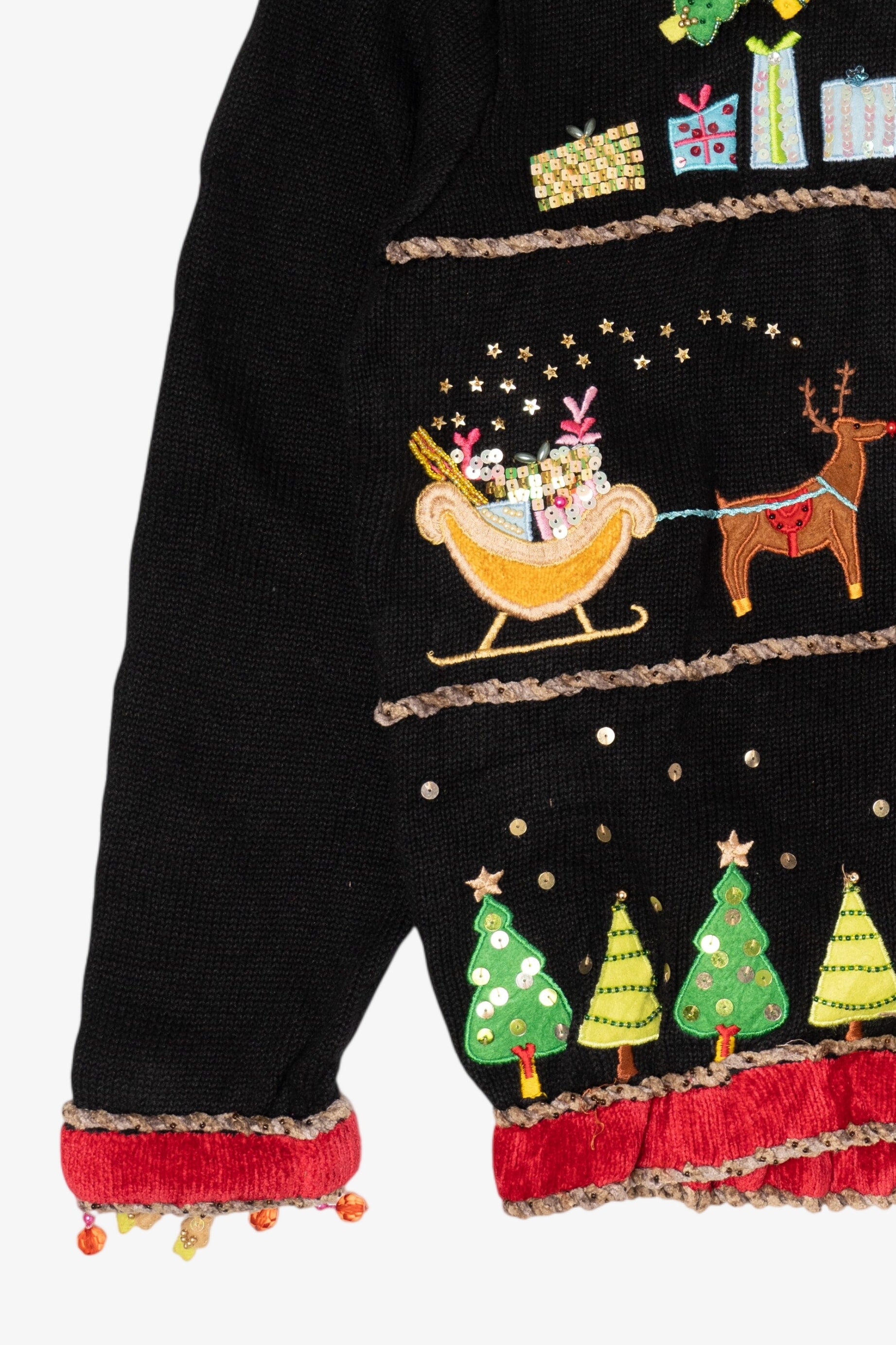 Vintage Black Berek Reindeer Ugly Christmas Cardigan (2000s)
