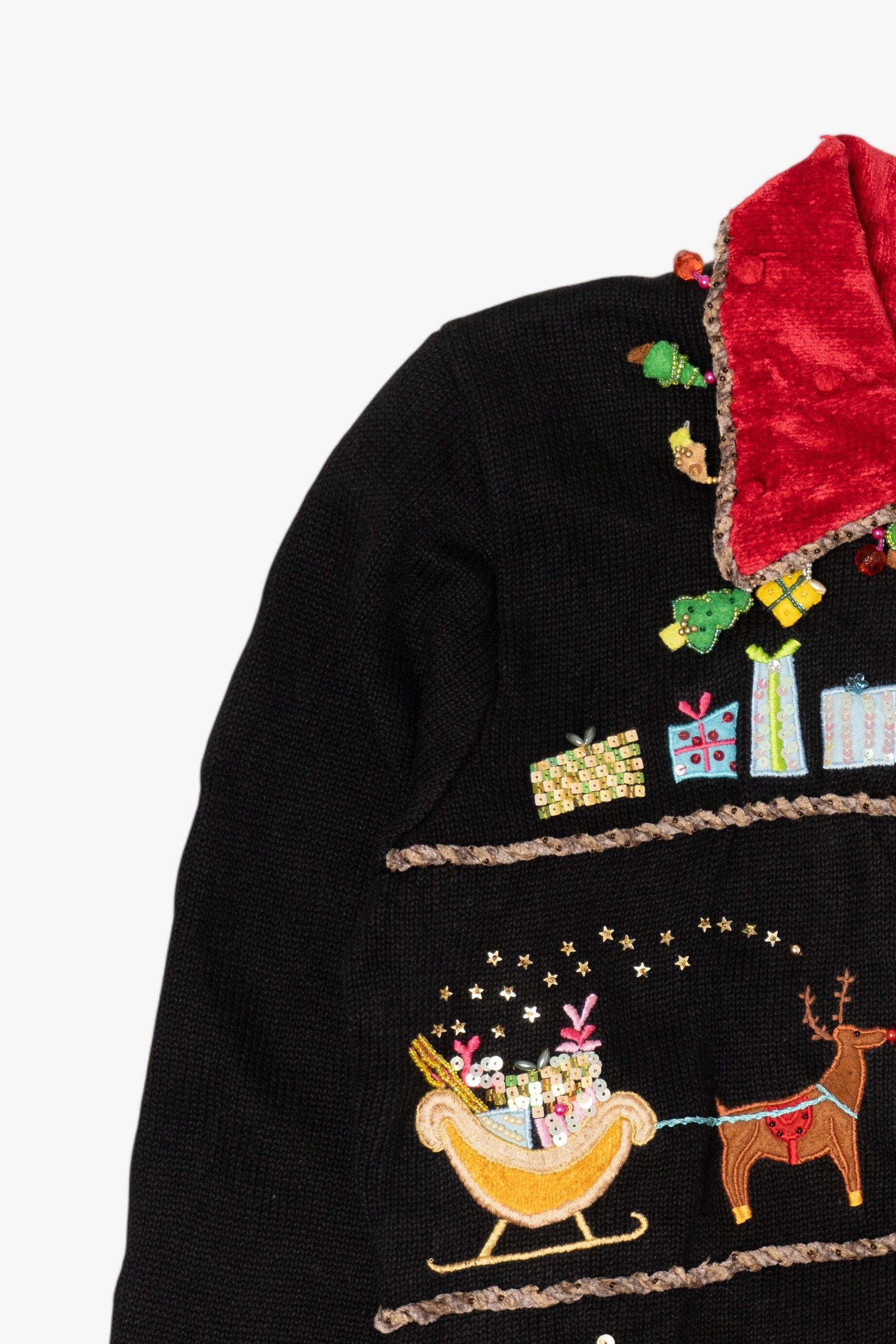 Vintage Black Berek Reindeer Ugly Christmas Cardigan (2000s)