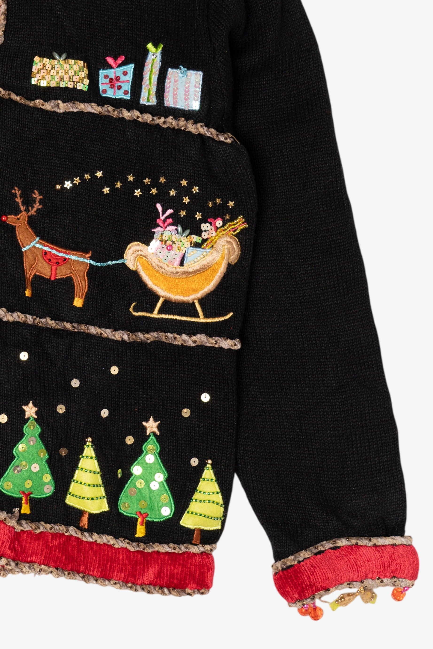Vintage Black Berek Reindeer Ugly Christmas Cardigan (2000s)