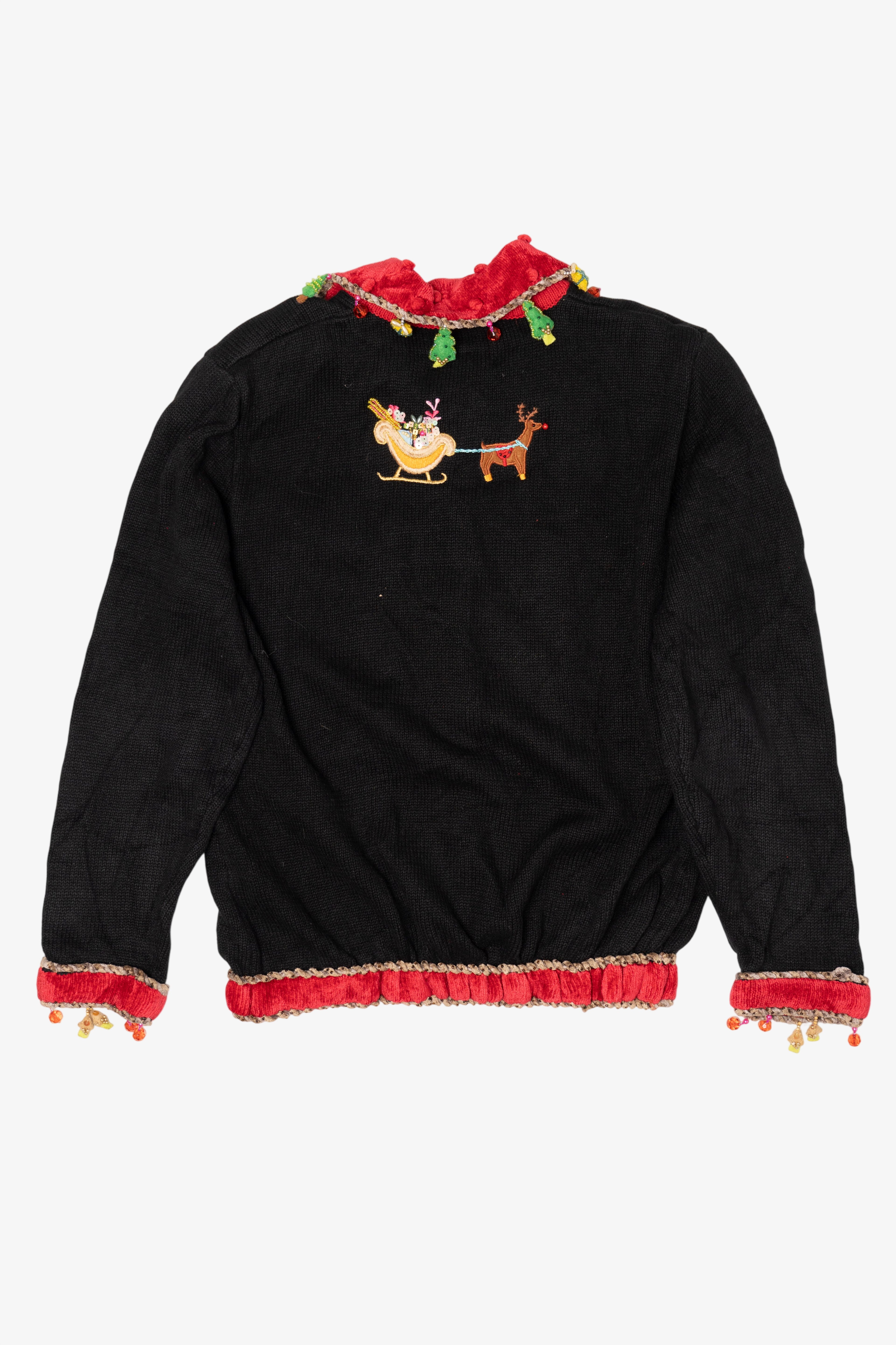 Vintage Black Berek Reindeer Ugly Christmas Cardigan (2000s)