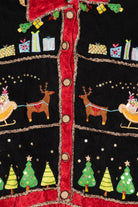 Vintage Black Berek Reindeer Ugly Christmas Cardigan (2000s)