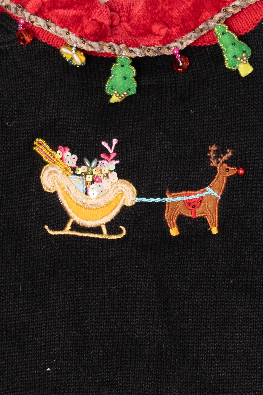 Vintage Black Berek Reindeer Ugly Christmas Cardigan (2000s)