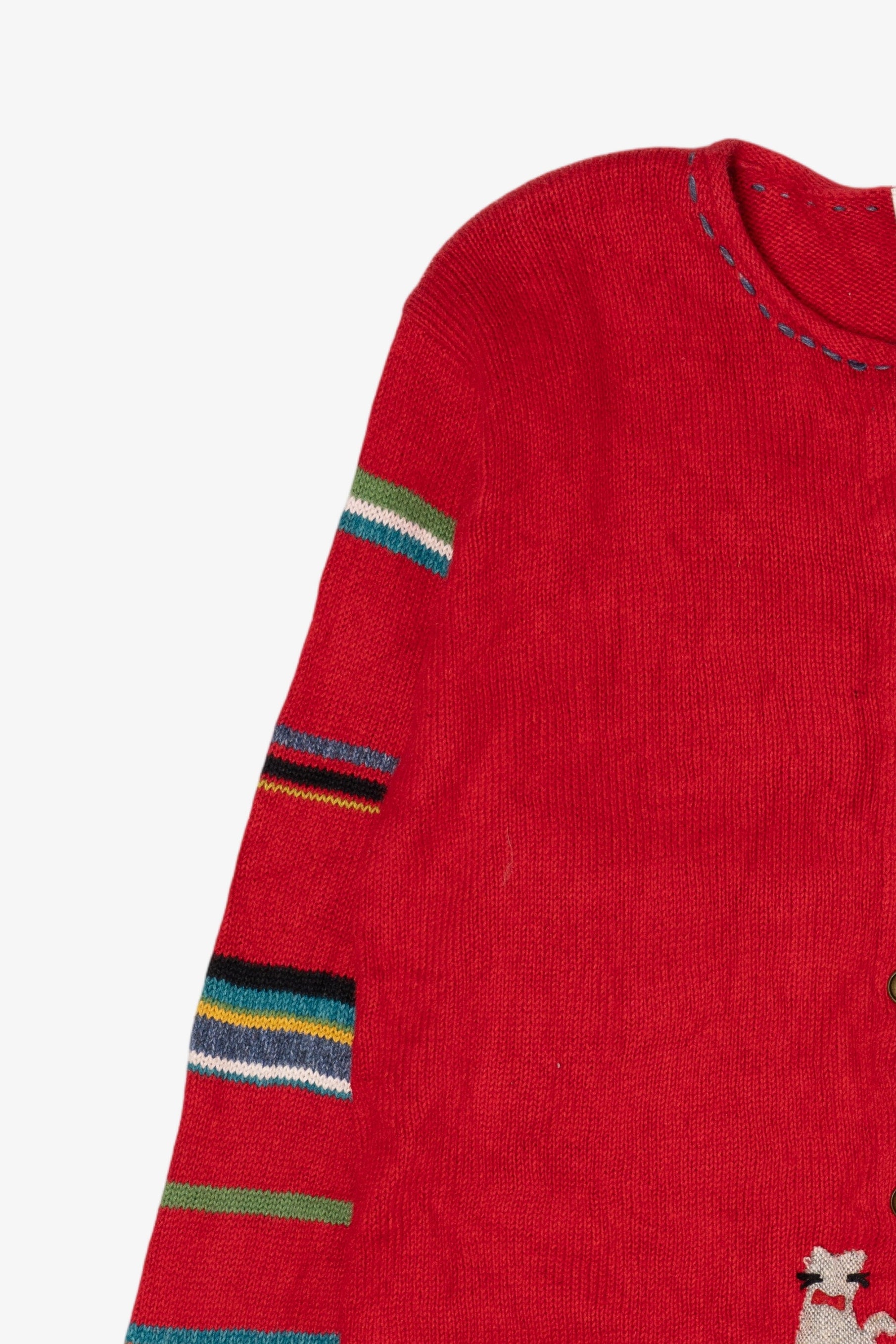 Vintage Hand Embroidered Red Susan Bristol Presents Ugly Christmas Cardigan (2000s)