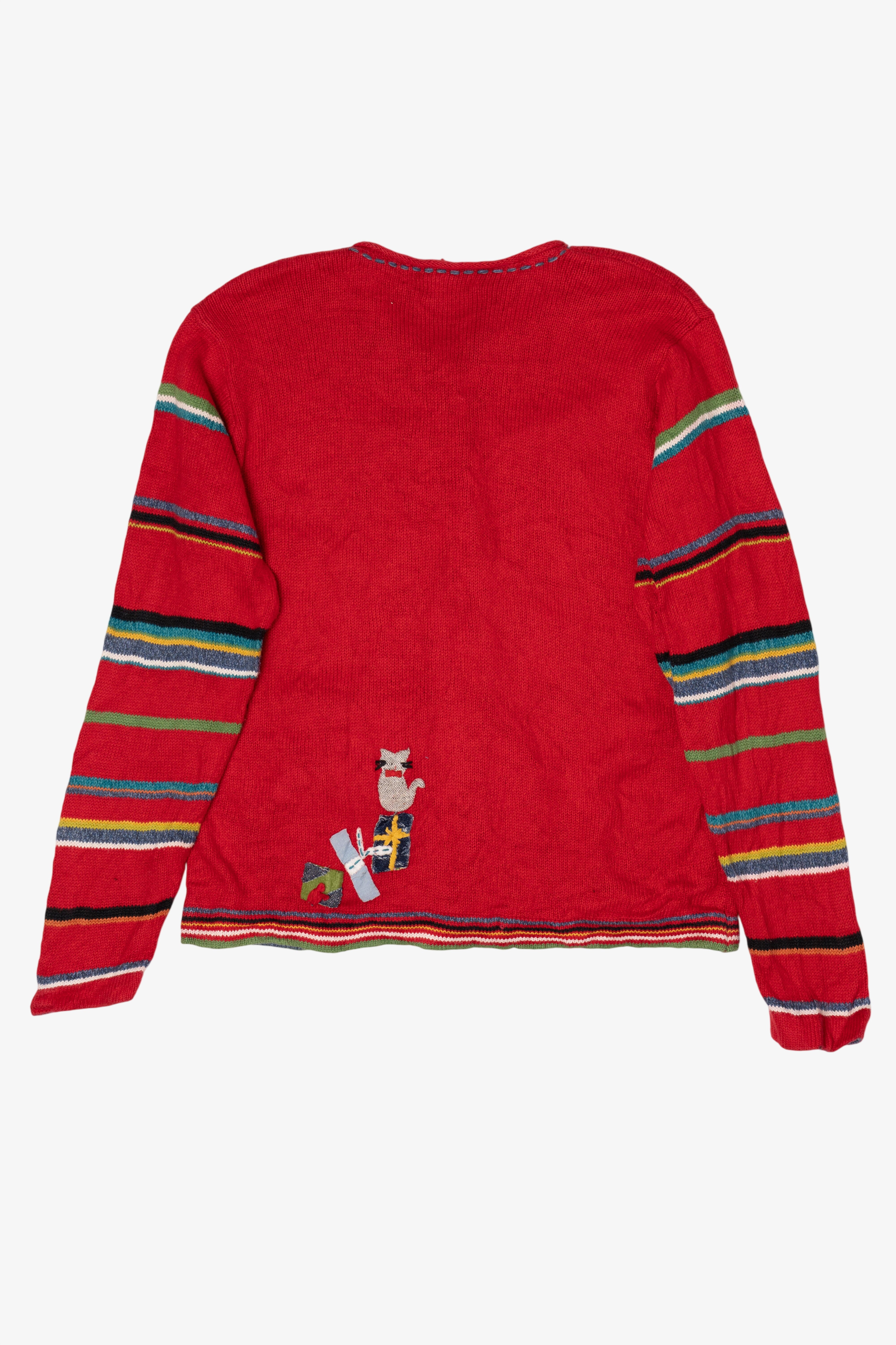 Vintage Hand Embroidered Red Susan Bristol Presents Ugly Christmas Cardigan (2000s)