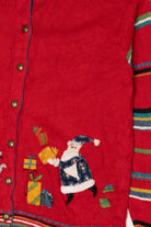Vintage Hand Embroidered Red Susan Bristol Presents Ugly Christmas Cardigan (2000s)