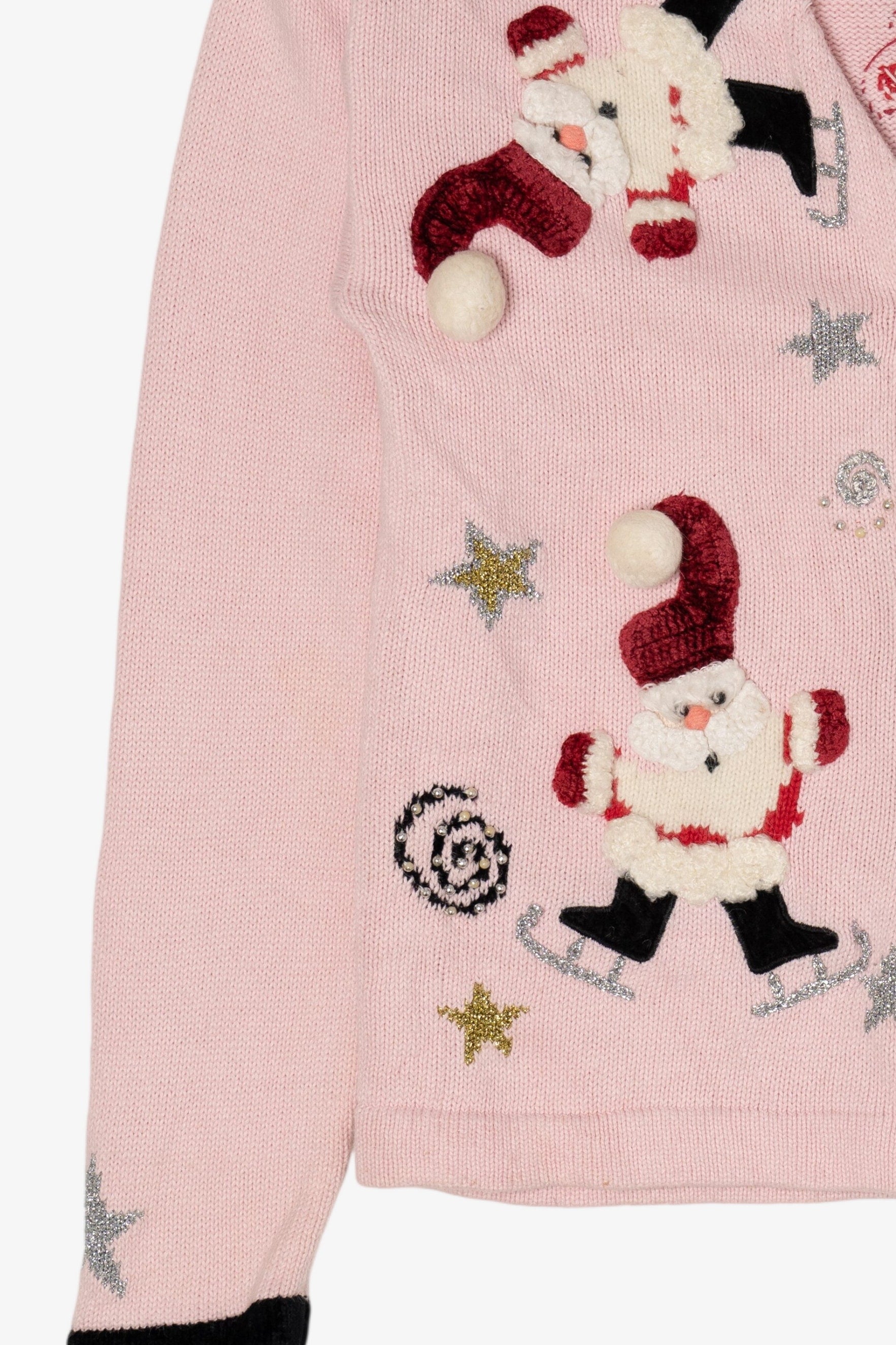Vintage Pink Jack B. Quick Santa Ugly Christmas Cardigan (1990s)