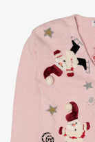 Vintage Pink Jack B. Quick Santa Ugly Christmas Cardigan (1990s)