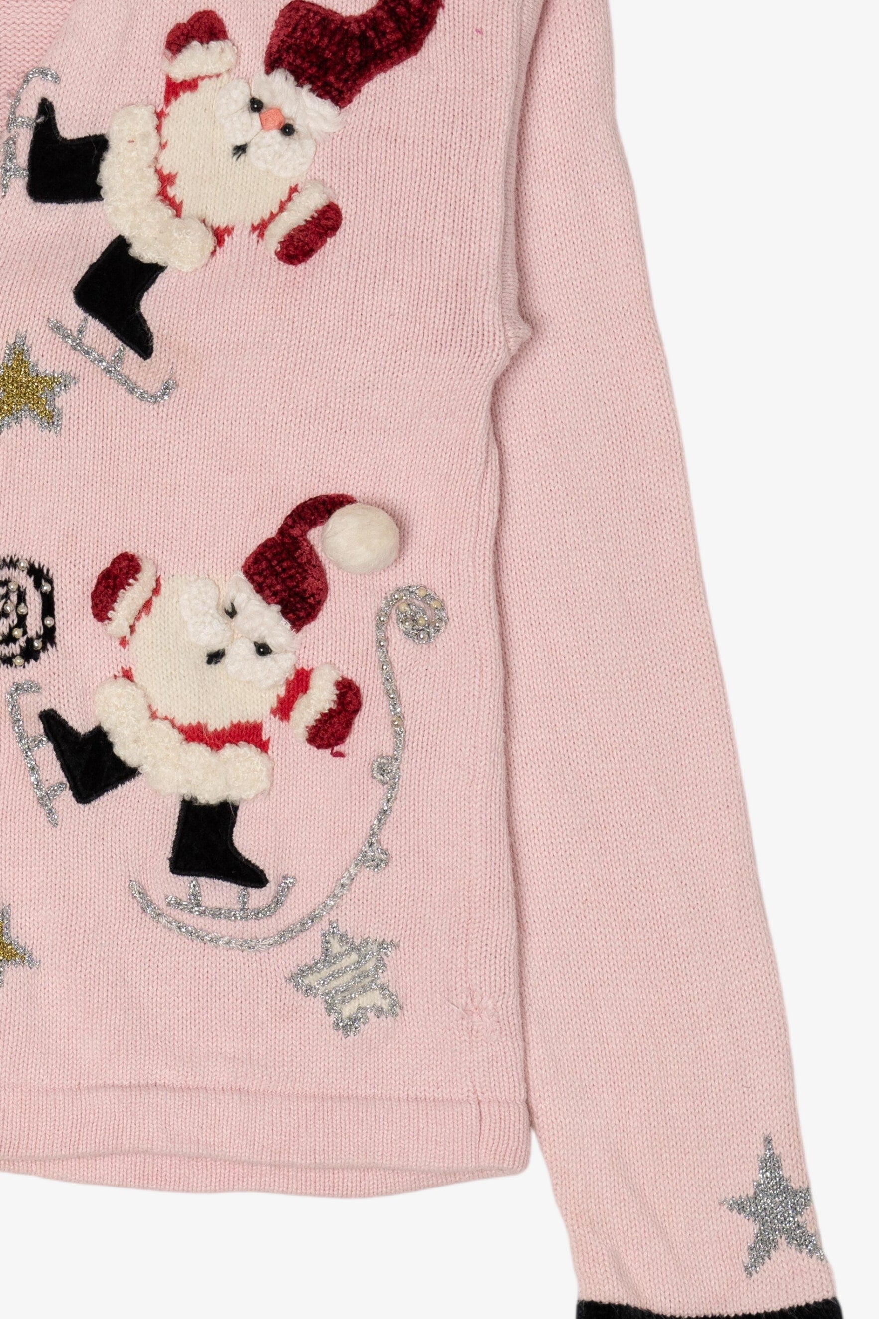 Vintage Pink Jack B. Quick Santa Ugly Christmas Cardigan (1990s)
