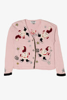 Vintage Pink Jack B. Quick Santa Ugly Christmas Cardigan (1990s)