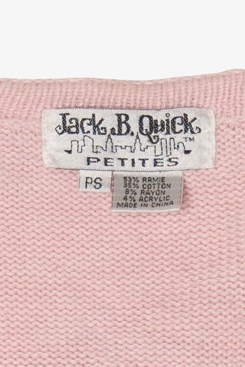 Vintage Pink Jack B. Quick Santa Ugly Christmas Cardigan (1990s)