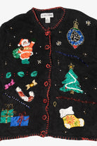 Vintage Black Victoria Women Ugly Christmas Cardigan (2000s)