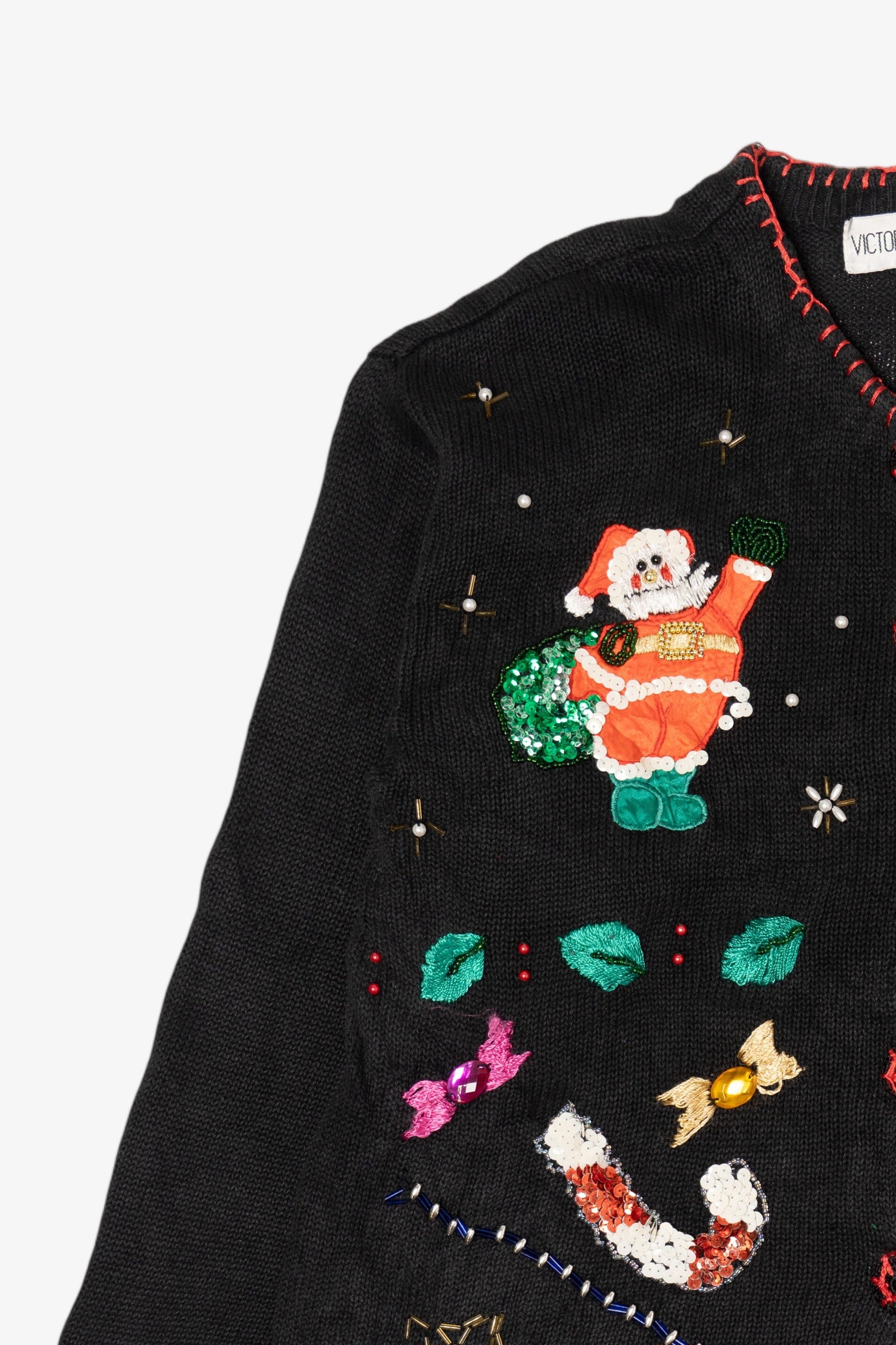 Vintage Black Victoria Women Ugly Christmas Cardigan (2000s)