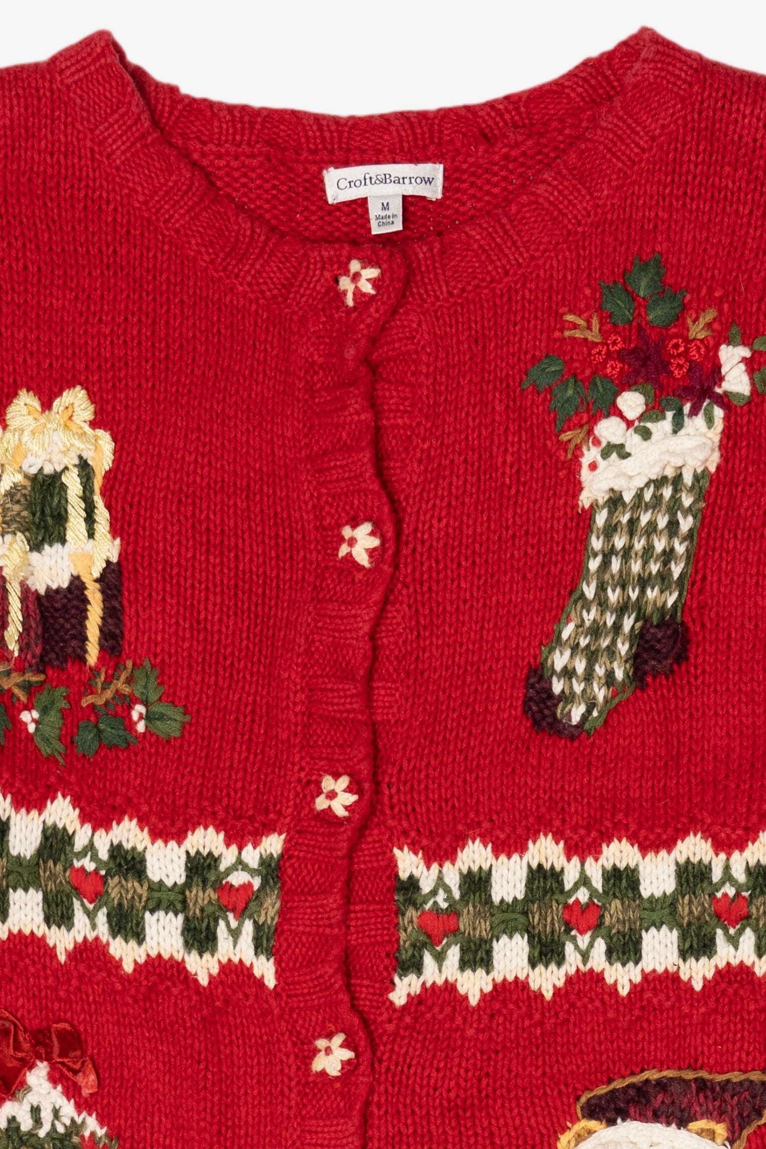 Vintage Red Croft & Barrow Ugly Christmas Cardigan (2000s)