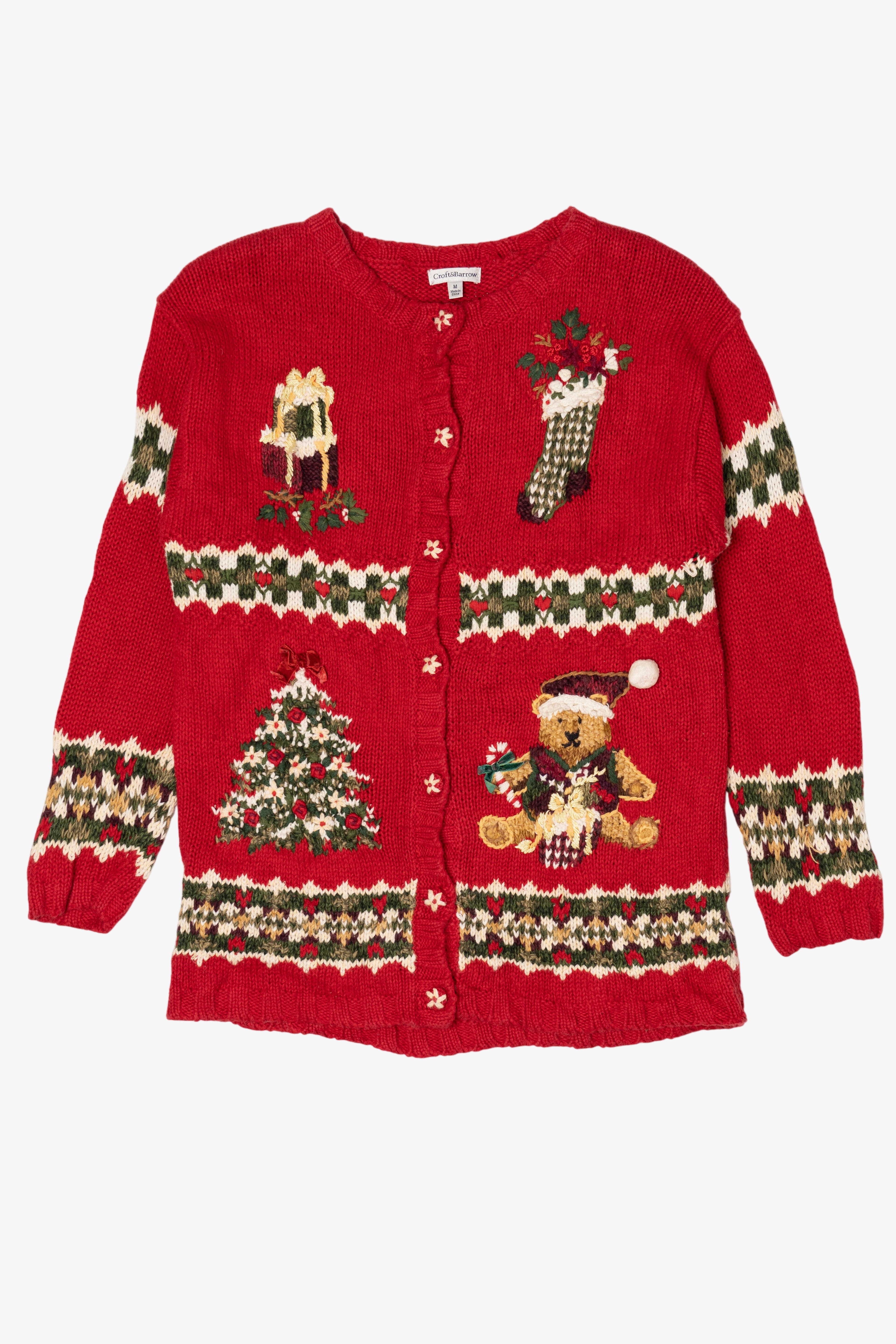 Vintage Red Croft & Barrow Ugly Christmas Cardigan (2000s)