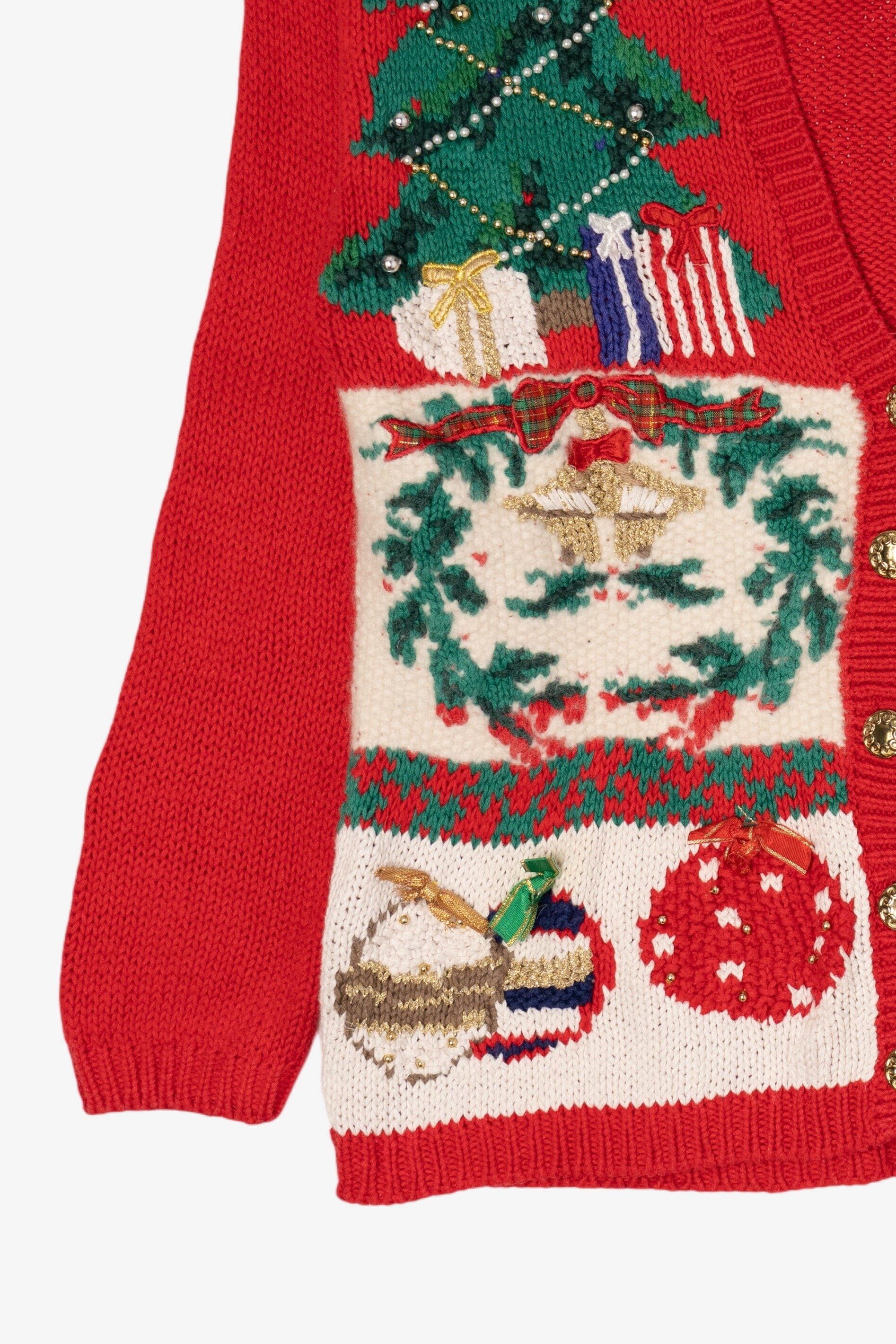 Vintage Red Petite Sophisticate Ugly Christmas Cardigan (2000s)