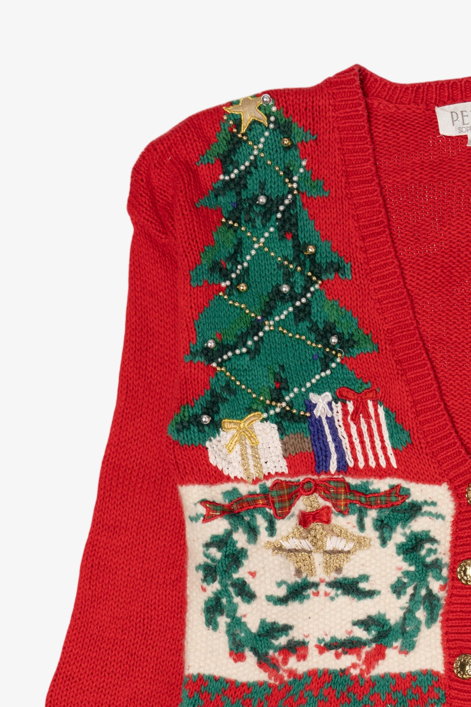 Vintage Red Petite Sophisticate Ugly Christmas Cardigan (2000s)