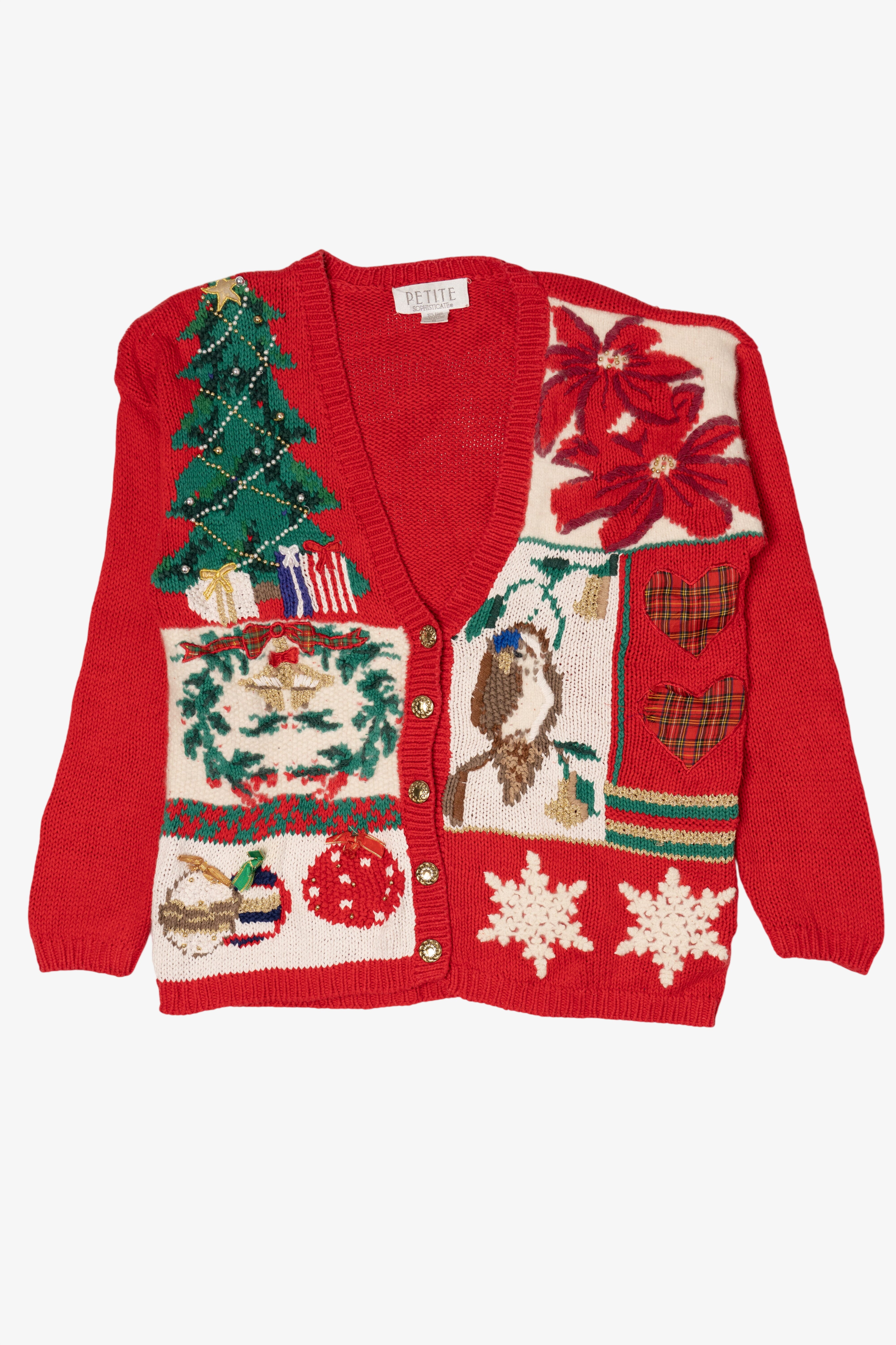 Vintage Red Petite Sophisticate Ugly Christmas Cardigan (2000s)