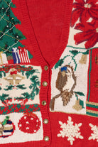 Vintage Red Petite Sophisticate Ugly Christmas Cardigan (2000s)