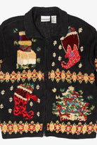Vintage Black Fashion Bug Ugly Christmas Cardigan (1990s)