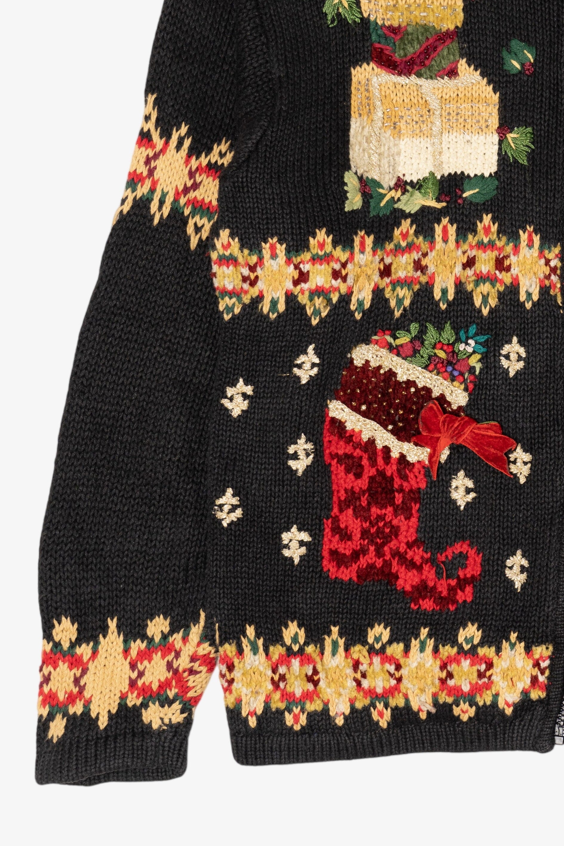 Vintage Black Fashion Bug Ugly Christmas Cardigan (1990s)