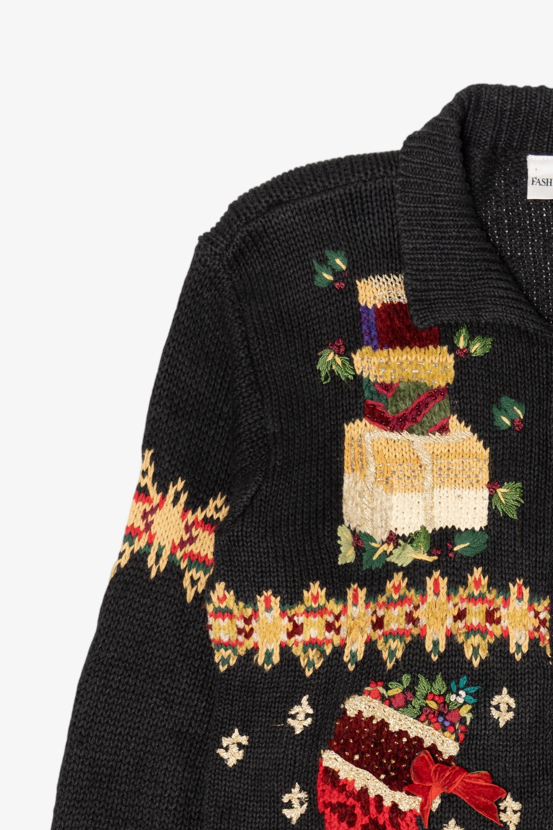 Vintage Black Fashion Bug Ugly Christmas Cardigan (1990s)