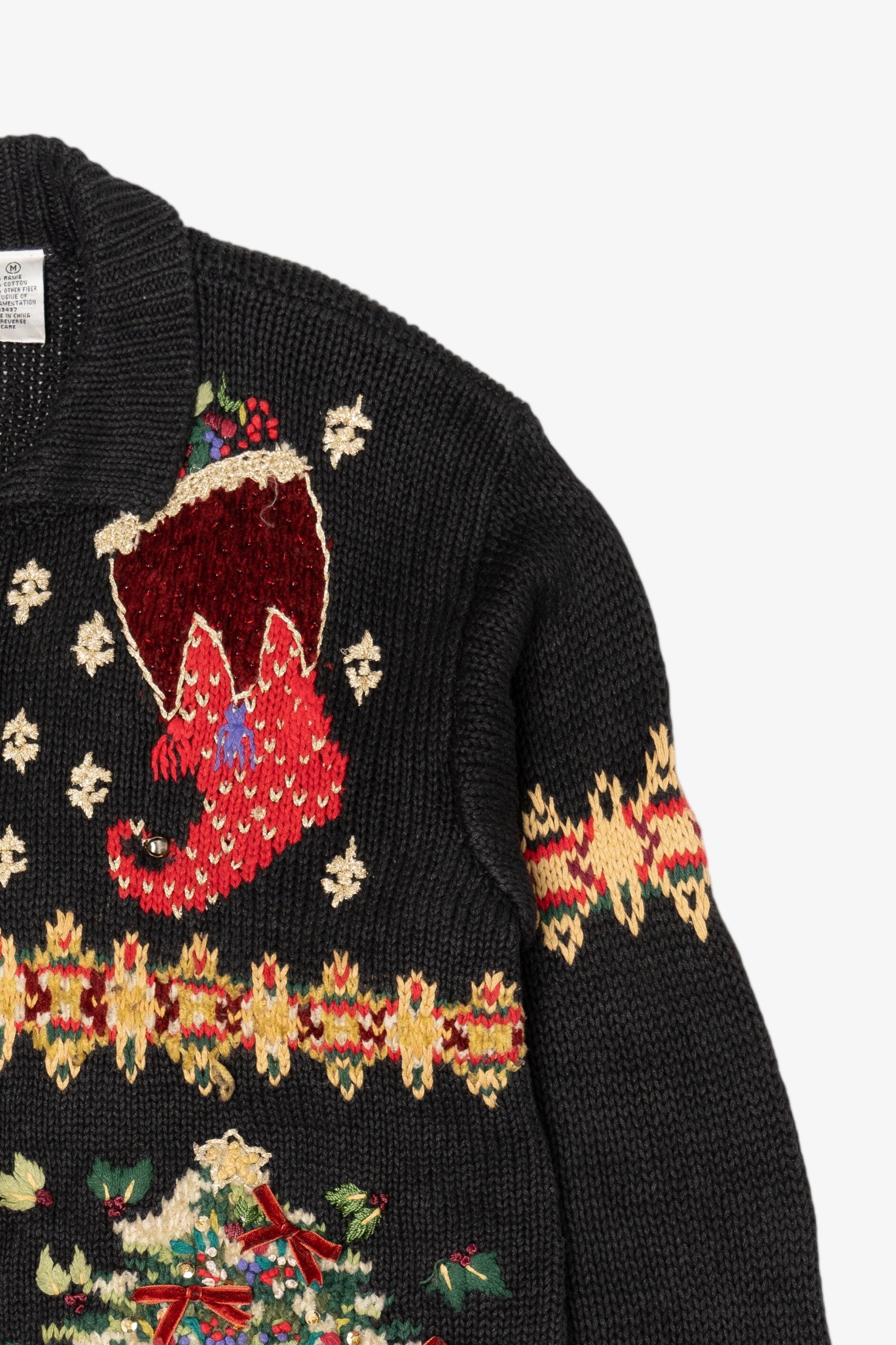 Vintage Black Fashion Bug Ugly Christmas Cardigan (1990s)